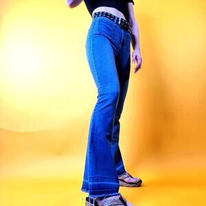 Vintage Y2K Flare low rise wide leg dark wash Jeans - 4